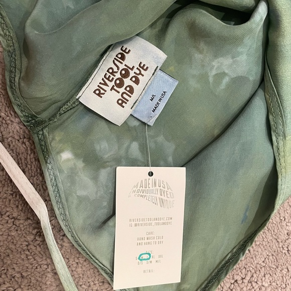 Riverside Tool and Dye 100% Silk Kelp Slip Dress M/L - Picture 4 of 7